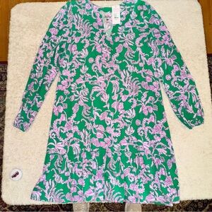 Lilly Pulitzer Alyssa Long Sleev Green and Pink Dress Size XL new with tags
